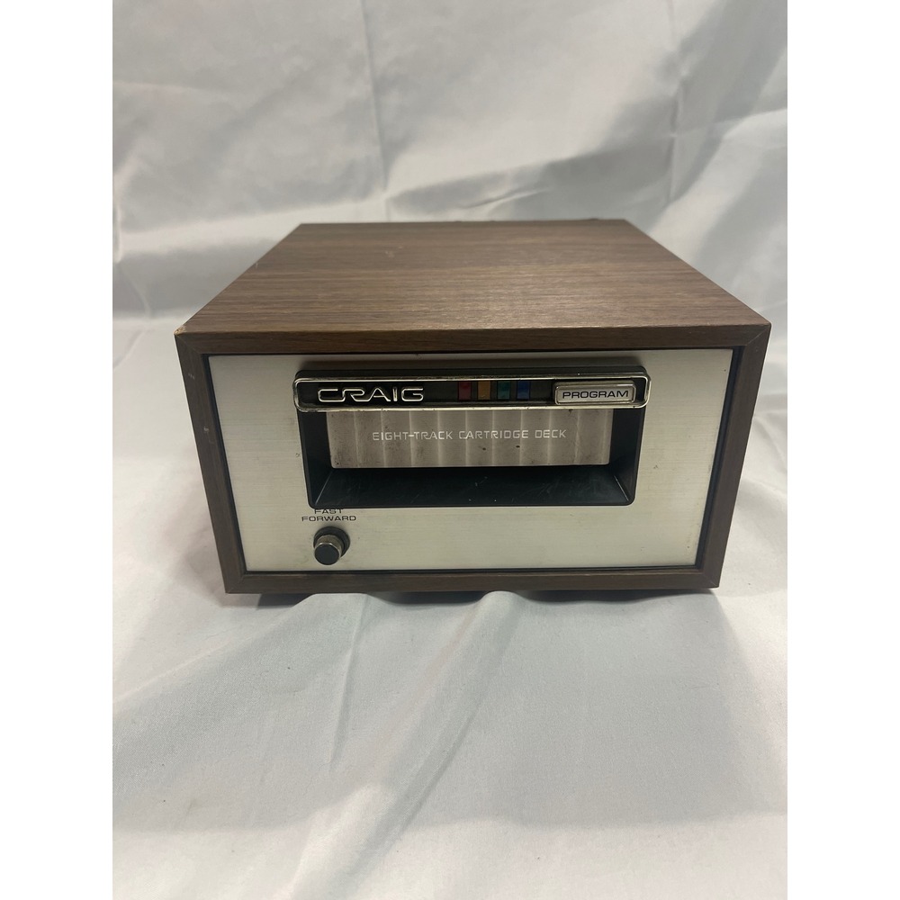 Vintage Craig 3221 8-Track Player Deck Wood Grain with 20 Tape Bundle Lot WORKS